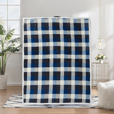 Cabin Blues Plaid Sherpa Throw
