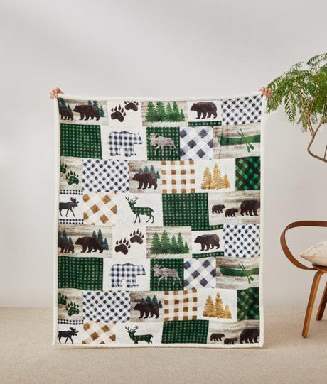 Green Wilderness Patch Sherpa Throw