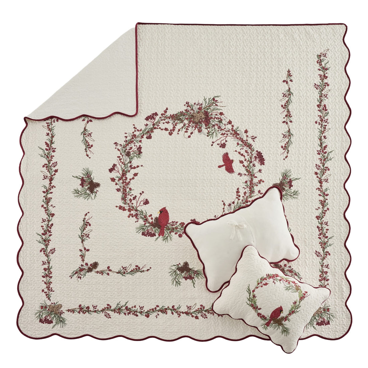 Cardinal Christmas Quilt Set