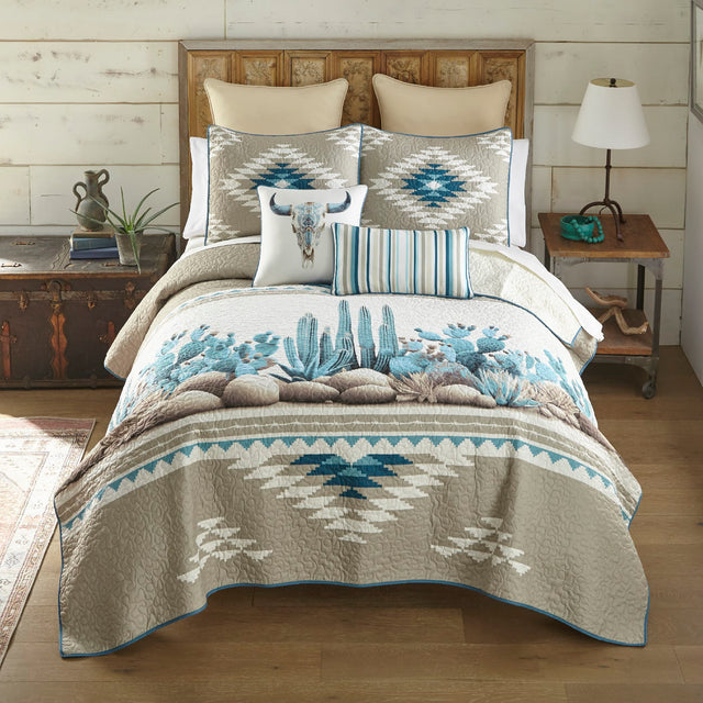 Cacti Blues Quilt Set