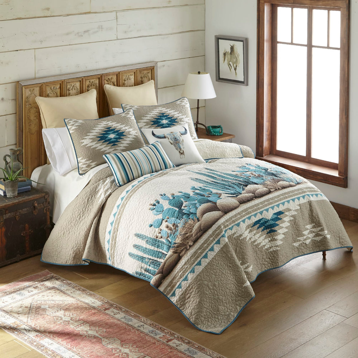 Cacti Blues Quilt Set