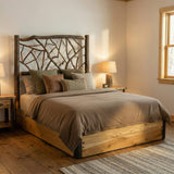 Hickory Log Twig Platform Bed