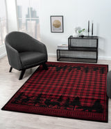 Wildlife Trio Red Area Rug