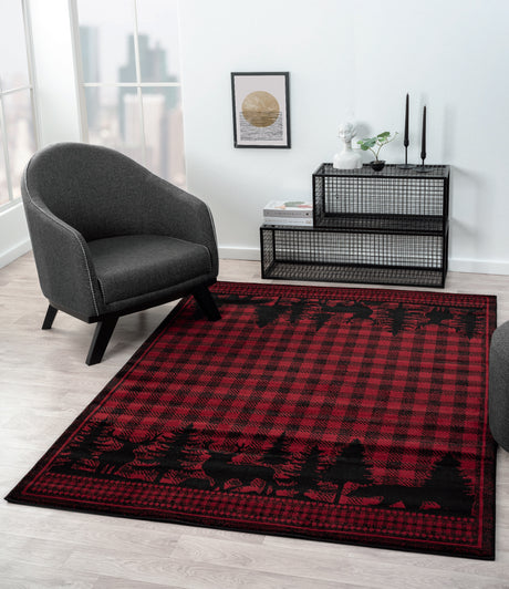 Wildlife Trio Red Area Rug
