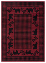 Highland Bear Red Area Rug