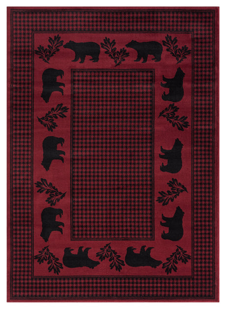 Highland Bear Red Area Rug