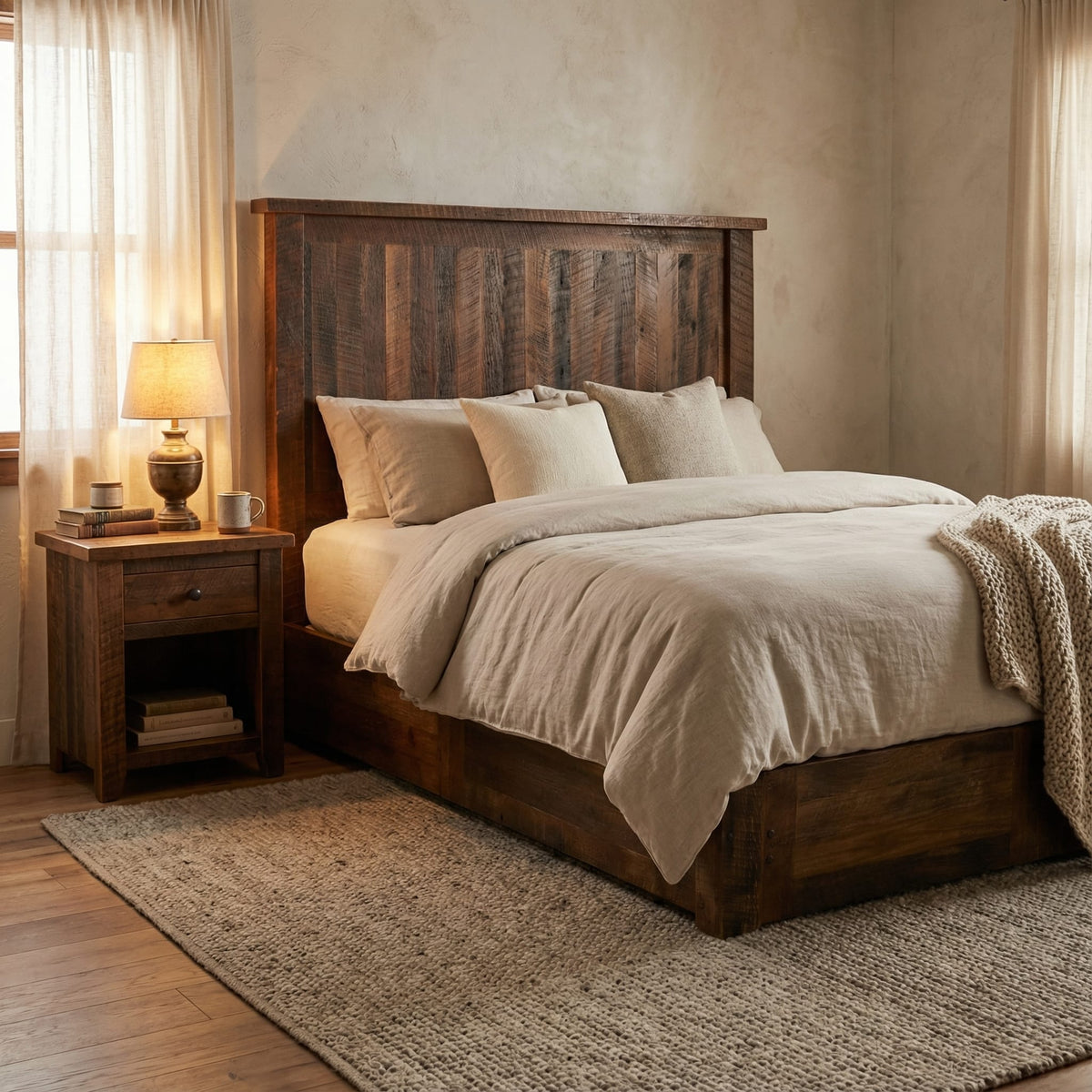 Traditional Barnwood Platform Bed
