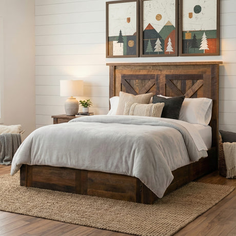 Barndoor Style Barnwood Platform Bed