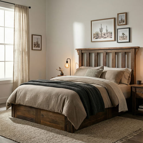 Barnwood Post Platform Bed