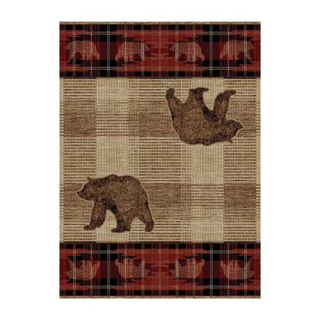 Bear Mirror Red Area Rug