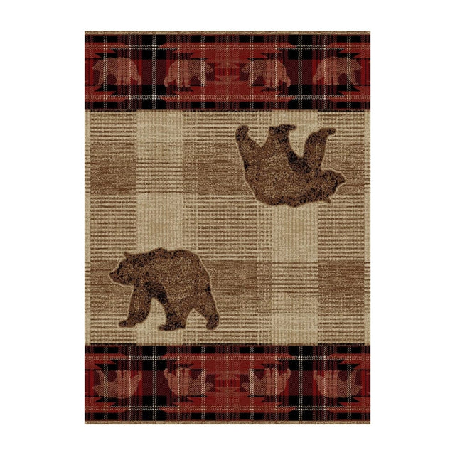 Bear Mirror Red Area Rug