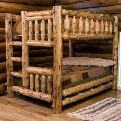 Cedar Log Queen/Queen Bunk Bed