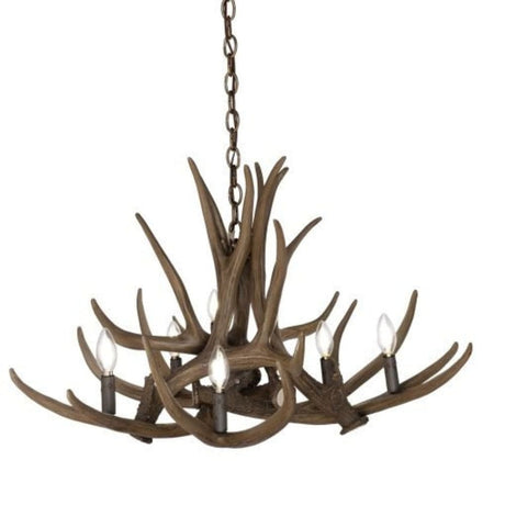 Mule Deer 6 Pewter Antler Chandelier