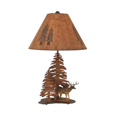 Deer Pines Charred Table Lamp