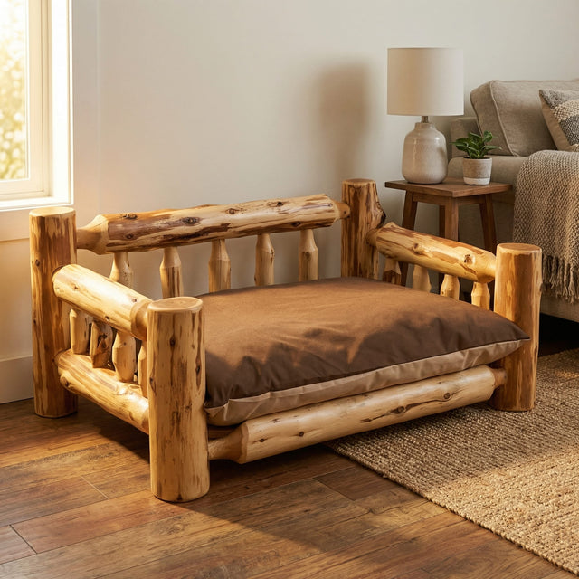 Cedar Log Dog Bed