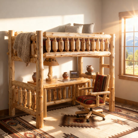 Cedar Log Traditional Loft Bed
