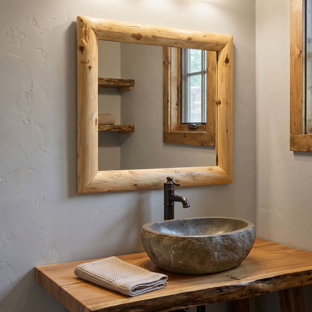 Cedar Log Mitered Mirror Frame