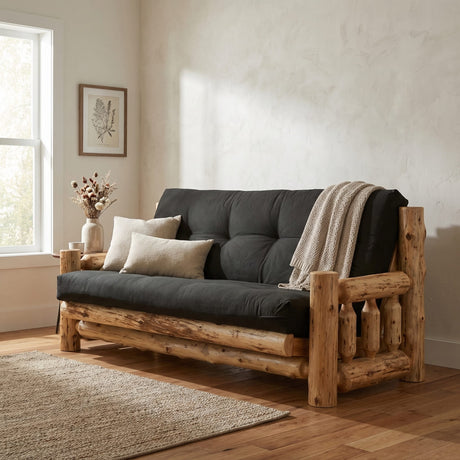 Cedar Log Frame Futon with Mattress