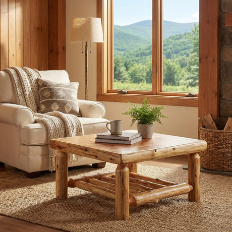 Square Cedar Log Coffee Table