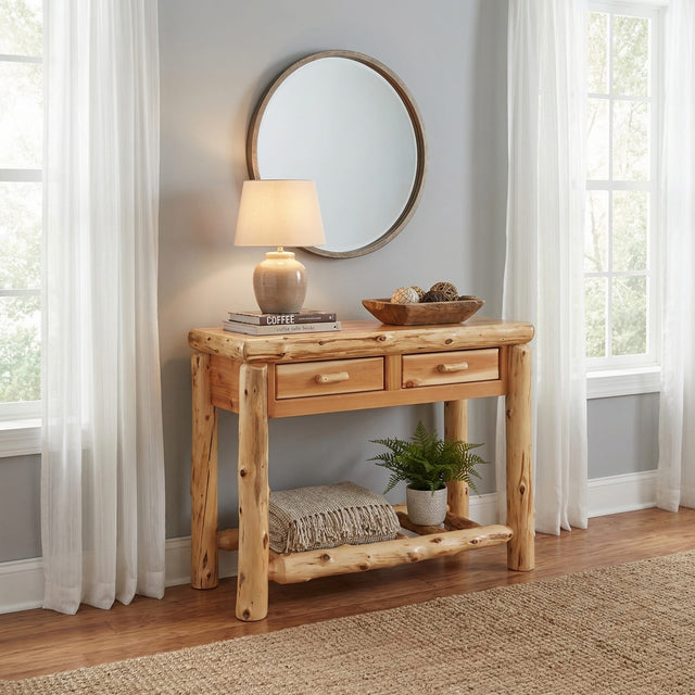 Cedar Sofa Table with 2 Drawers