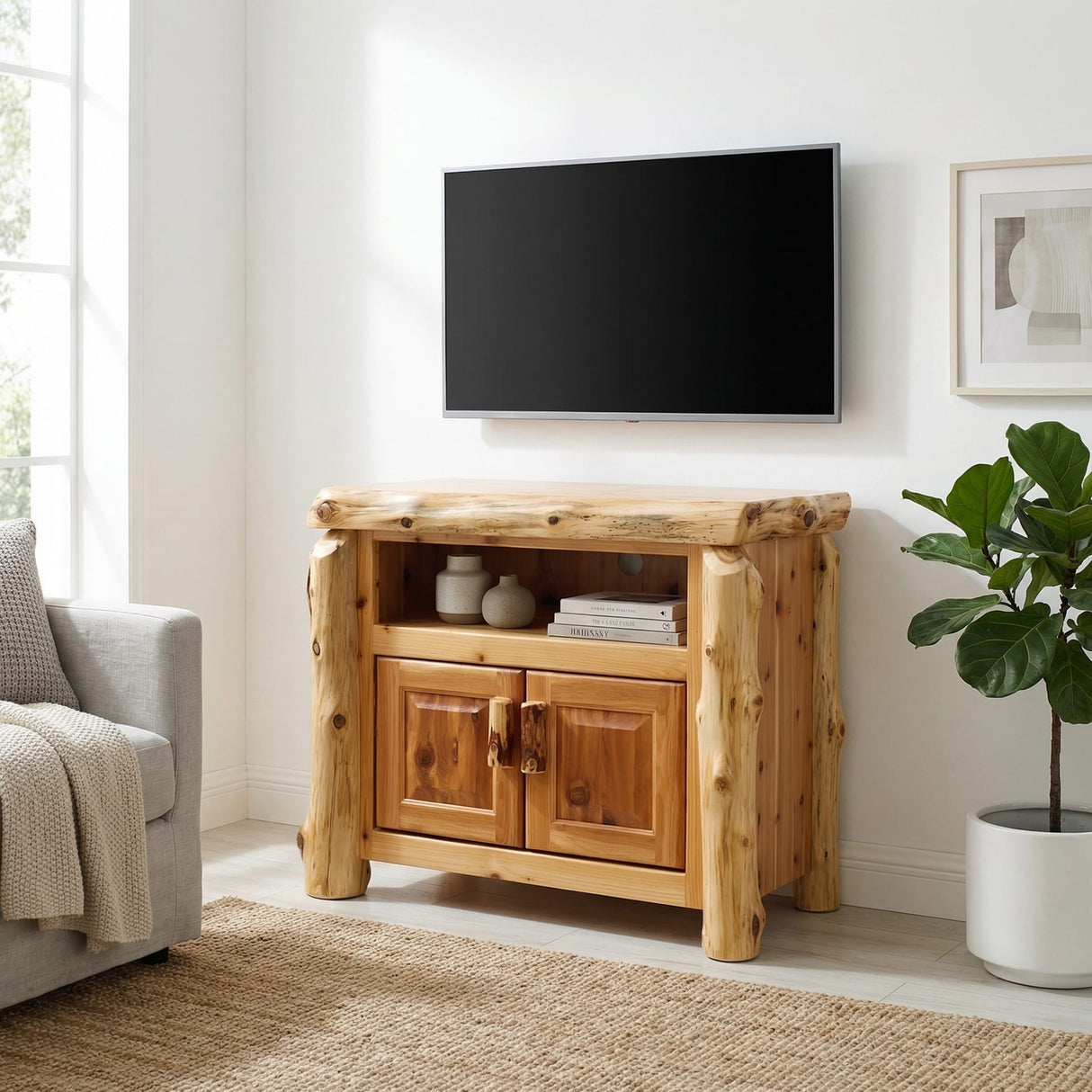 Cedar Log Television Stand