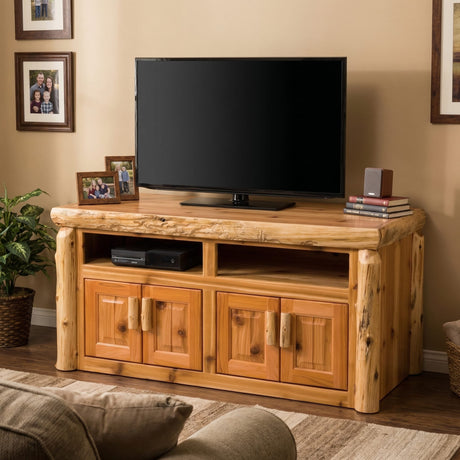 Cedar Log Television Stand - Widescreen