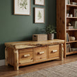 Cedar Log Three Drawer Entry Bench