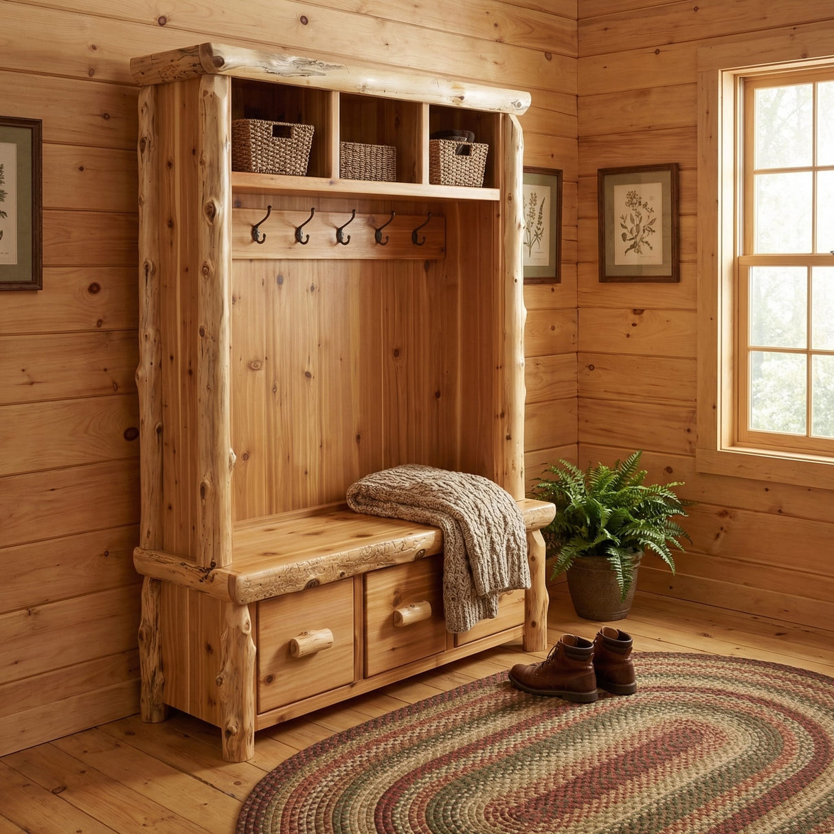 Cedar Log Entry Locker