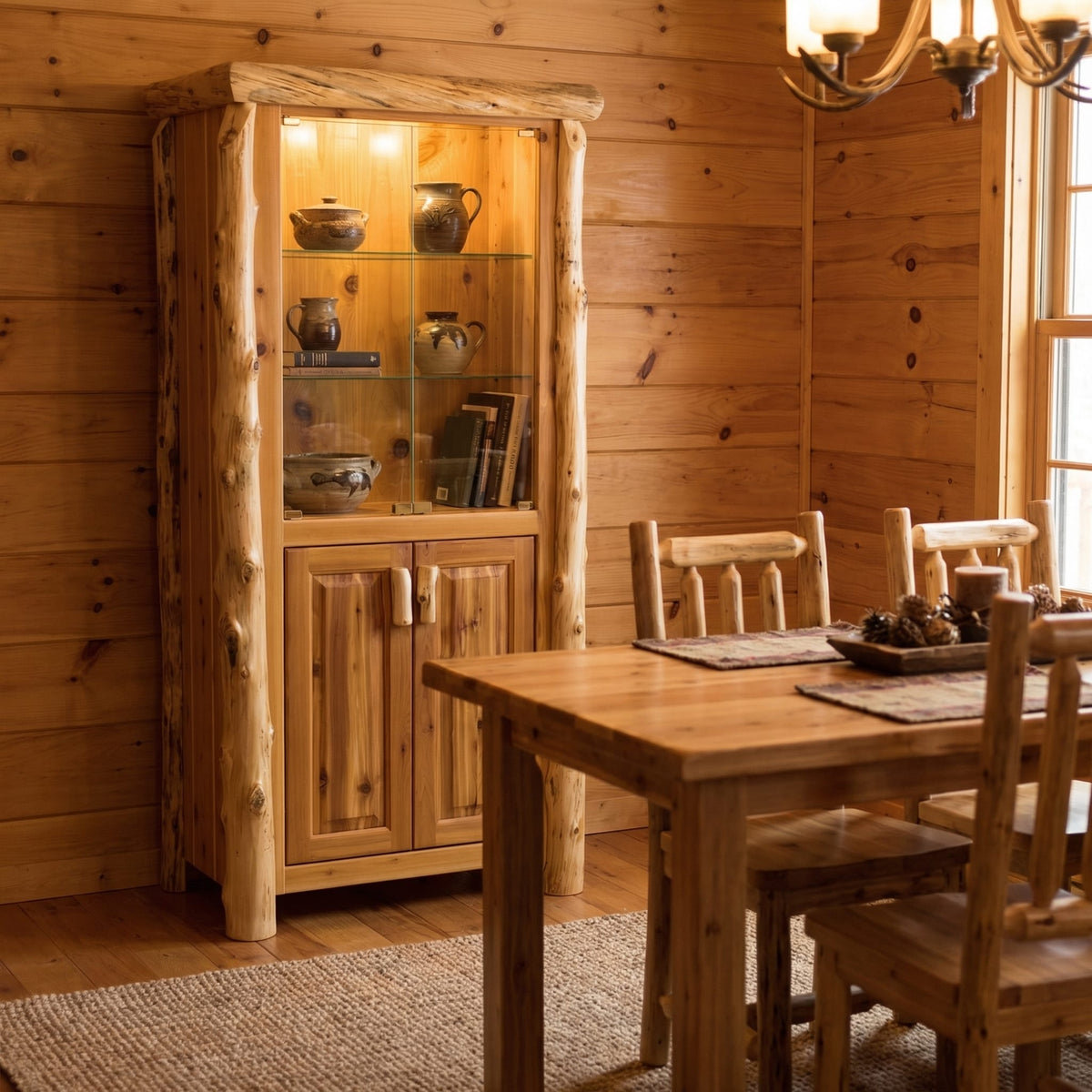 Cedar Log Display Cabinet