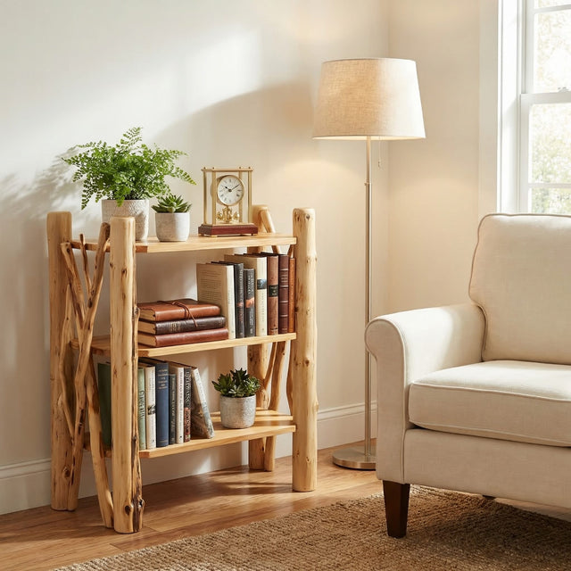 Cedar Log Open Bookshelf