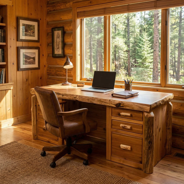 Cedar Log Executive Desk