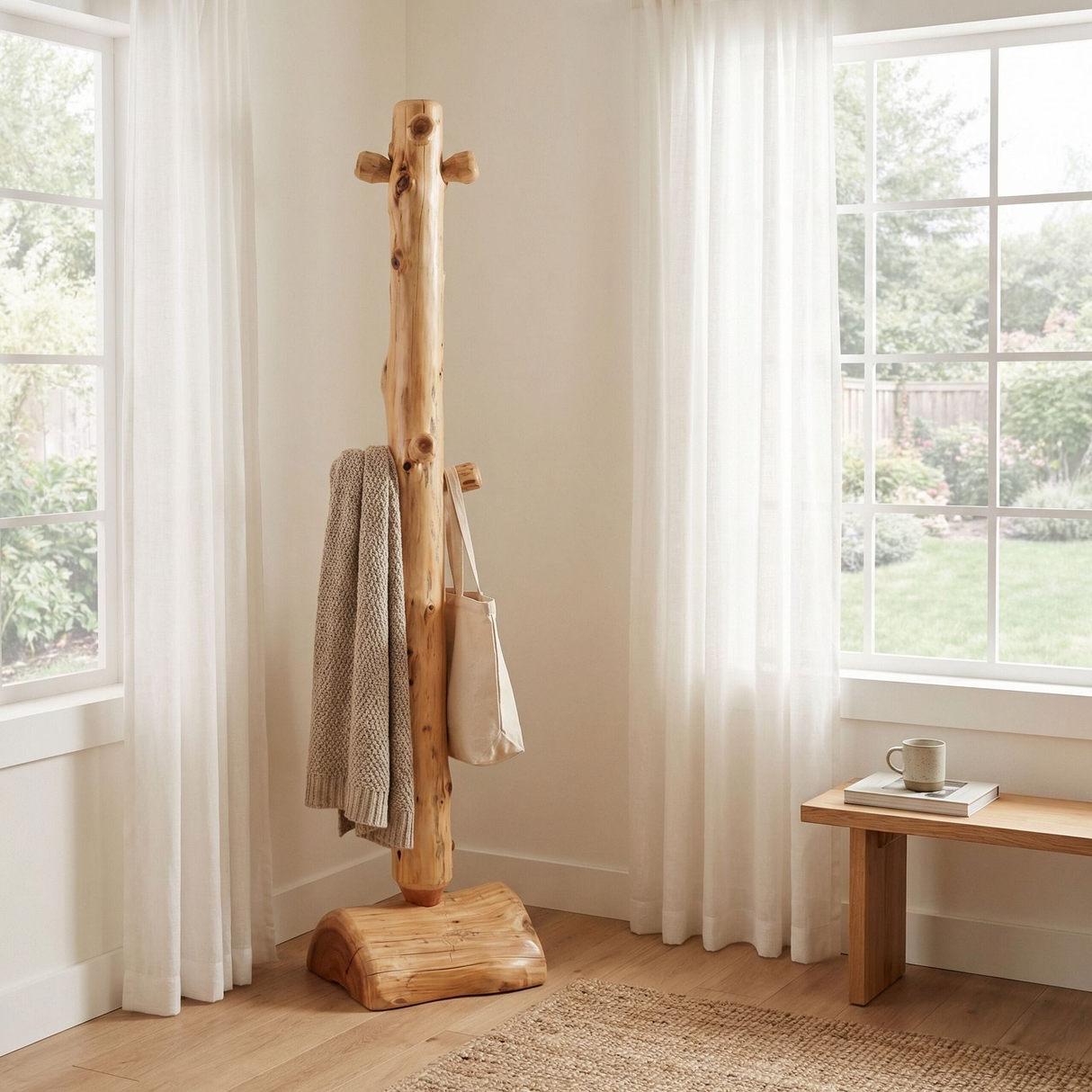 Cedar Floor Coat Tree With Pegs