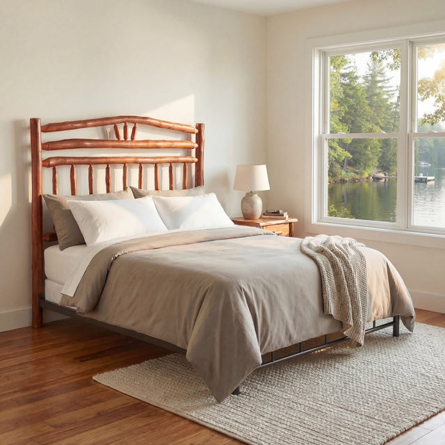 Hickory Log Wagon Wheel Headboard