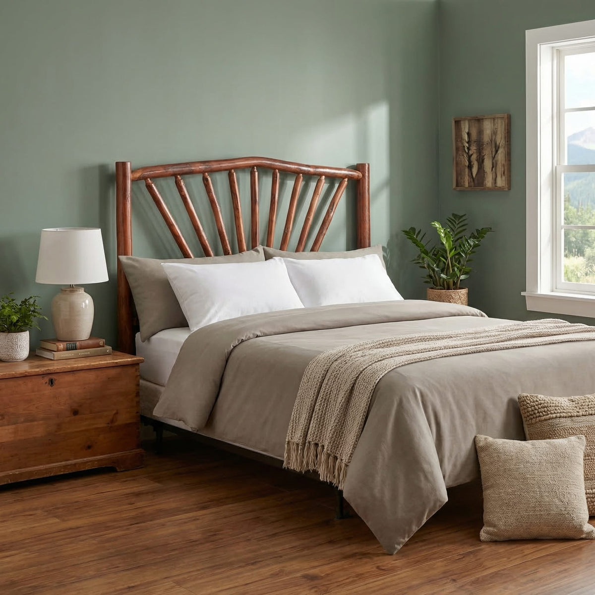 Hickory Sunburst Headboard