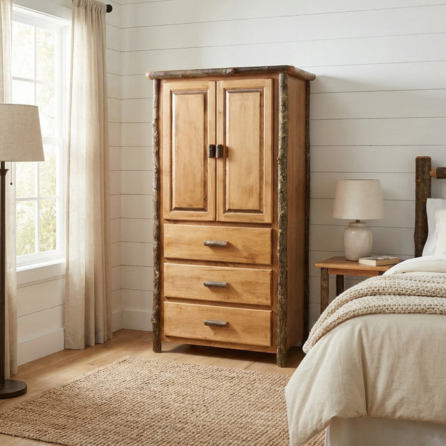 Hickory 3 Drawer Armoire