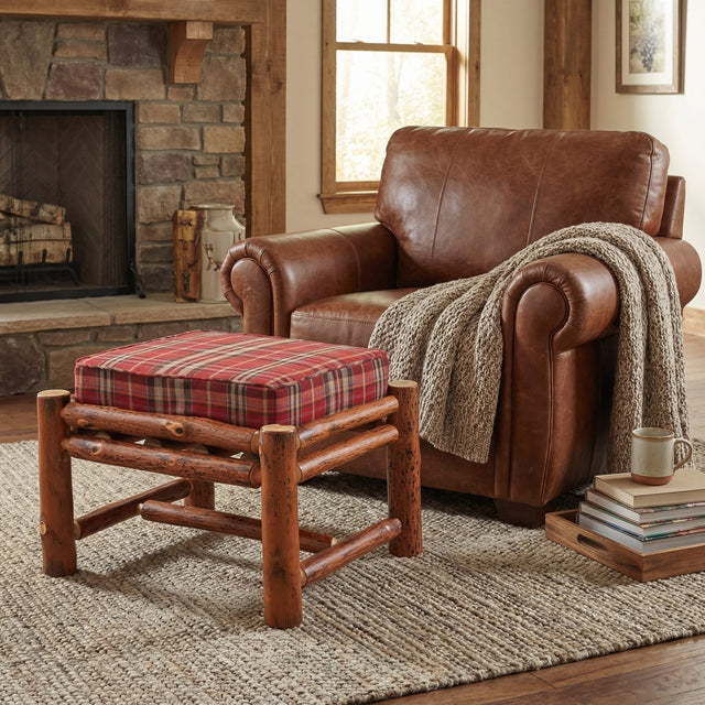 Hickory Log Ottoman