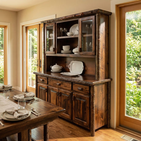 Hickory 75" Buffet & Hutch with Wine Rack