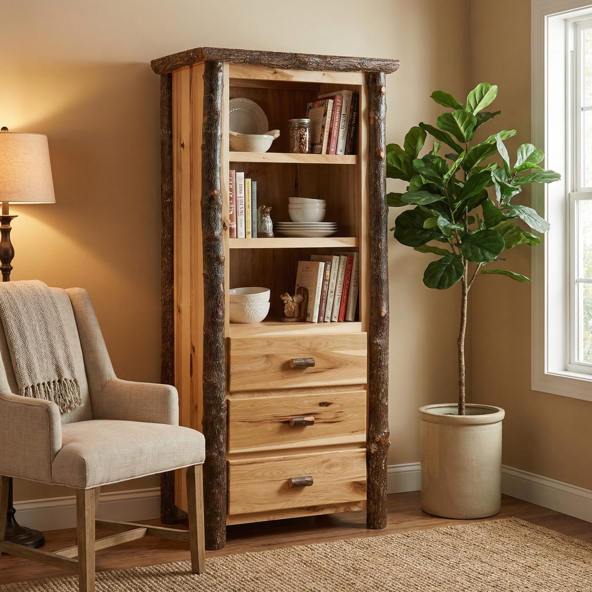 Hickory Log Open Pantry