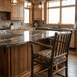 Hickory Log Spoke Back Barstool With Arms