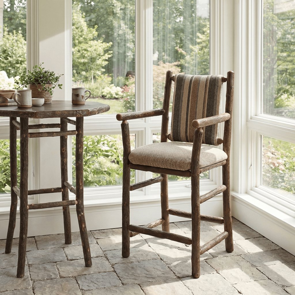 Hickory Upholstered Barstool With Arms
