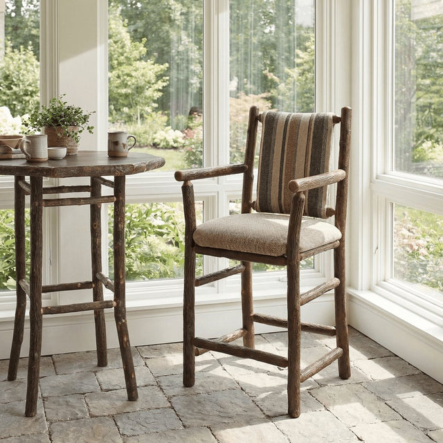 Hickory Upholstered Barstool With Arms