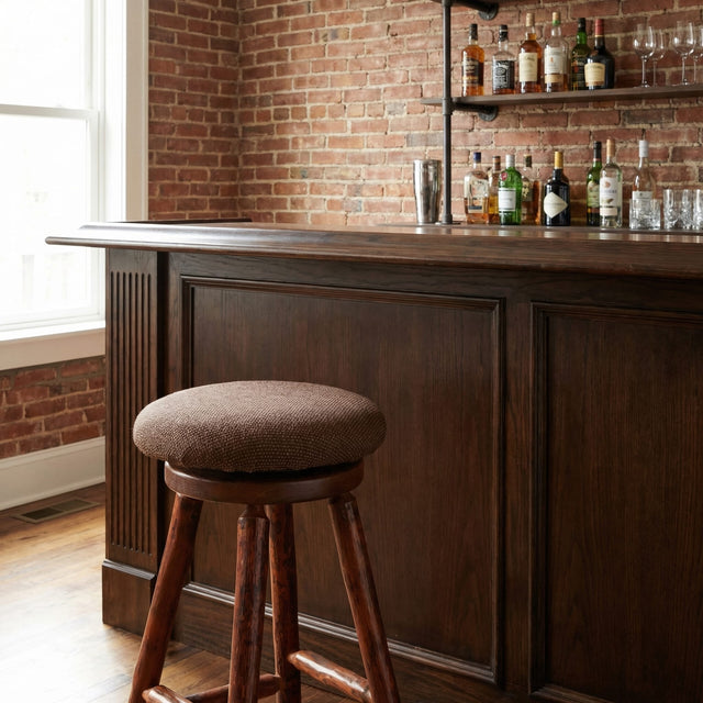 Hickory Upholstered Swivel Barstool