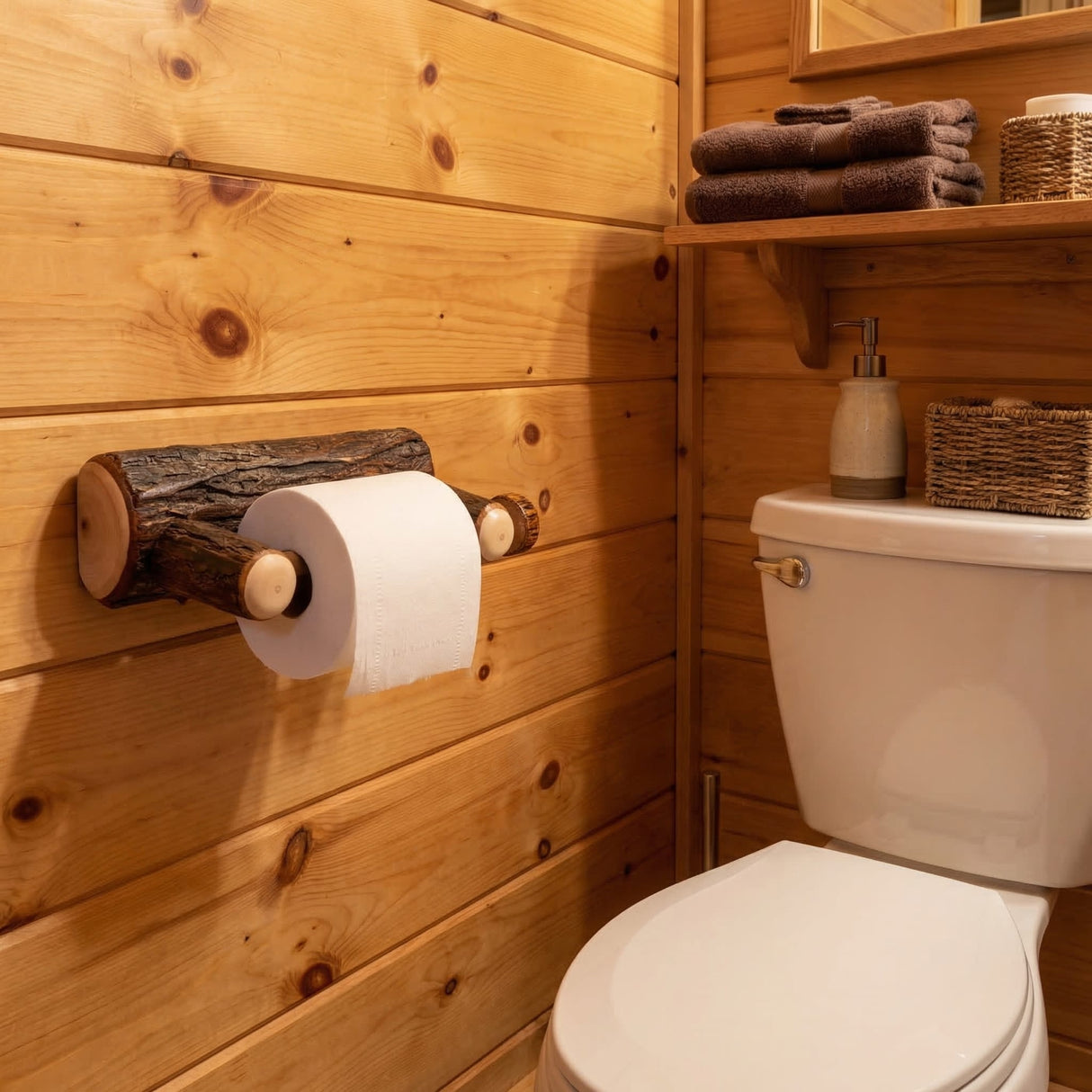 Hickory Log Toilet Paper Holder