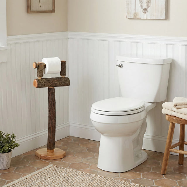 Hickory Log Free Standing Toilet Paper Holder