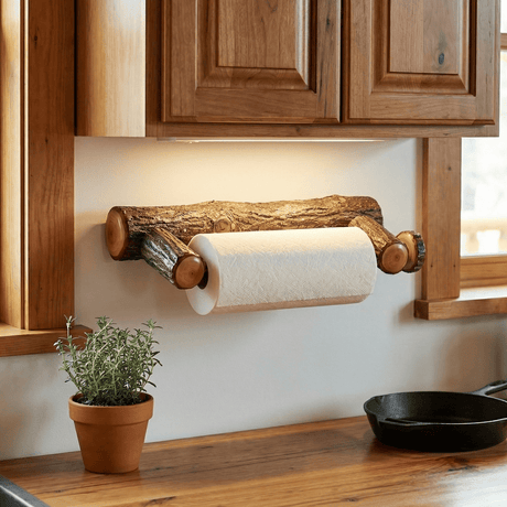 Hickory Log Wall Mounted Paper Towel Holder