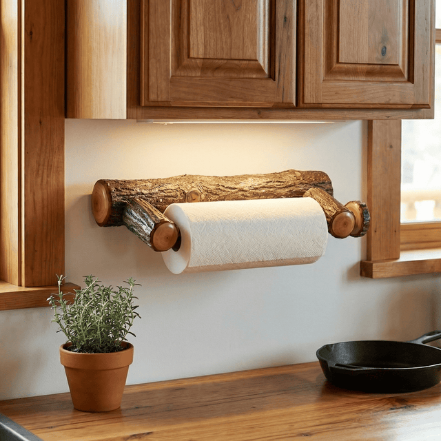 Hickory Log Wall Mounted Paper Towel Holder