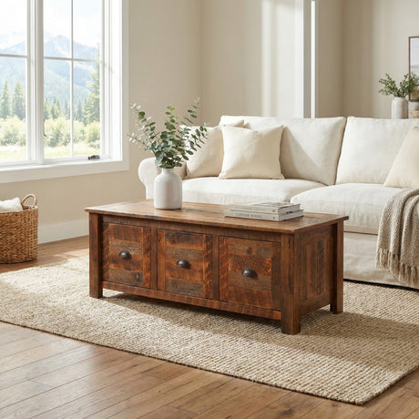 Barnwood Three Drawer Coffee Table