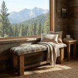 Barnwood Upholstered Bench