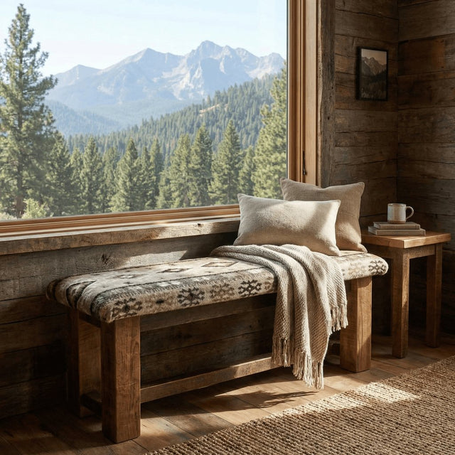 Barnwood Upholstered Bench