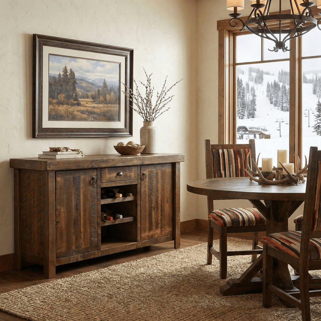 Barnwood Sideboard With Wine Rack